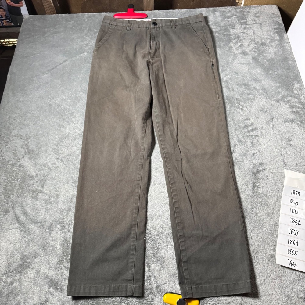Global EU‎ Mens 31  Chino Pants Straight Leg FADED Casual Everyday Olive Green